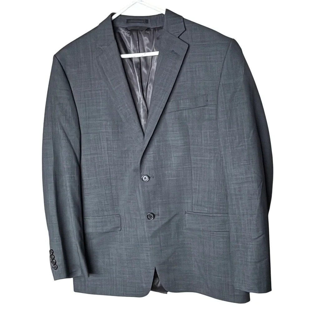 Lauren Gray Textured Suit Jacket Blazer Two Button Lapel Pocket Formal‎